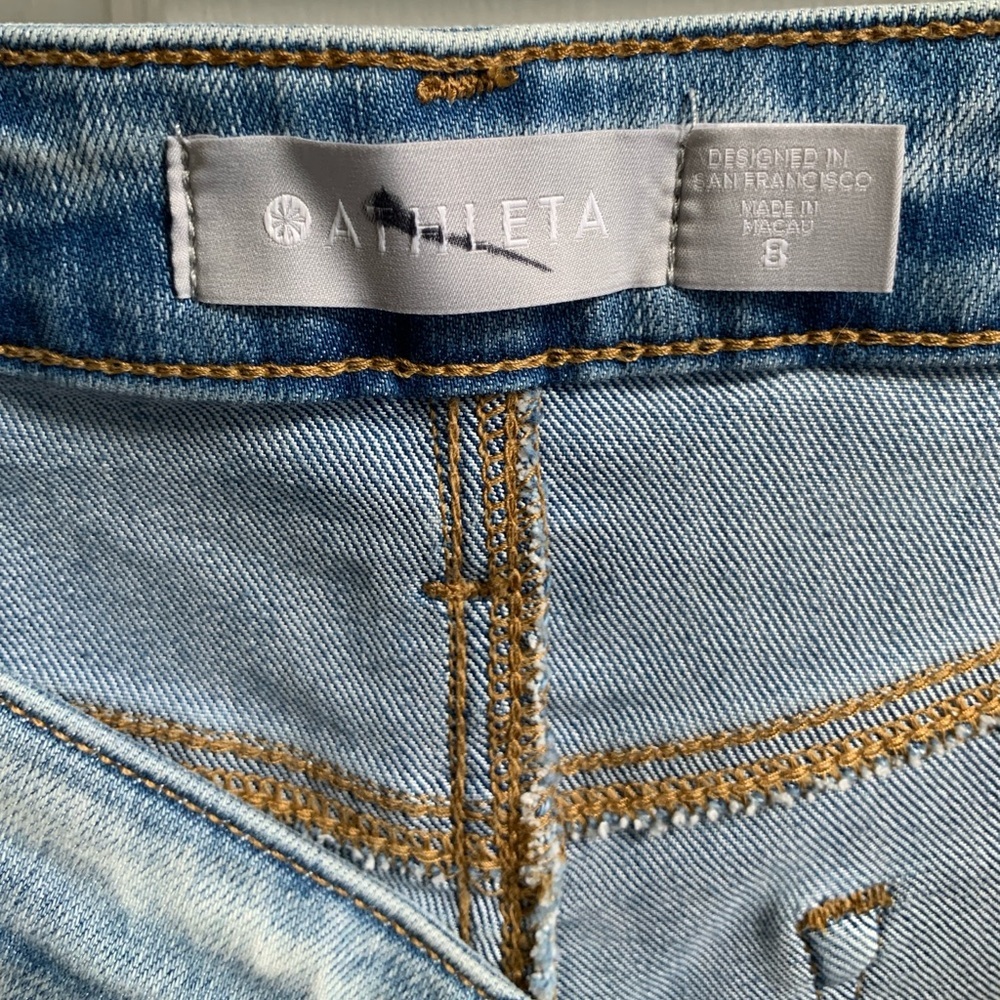 Athleta Sculptek Straight Leg Cropped Denim Light Wash Size 4 - Picture 4 of 6